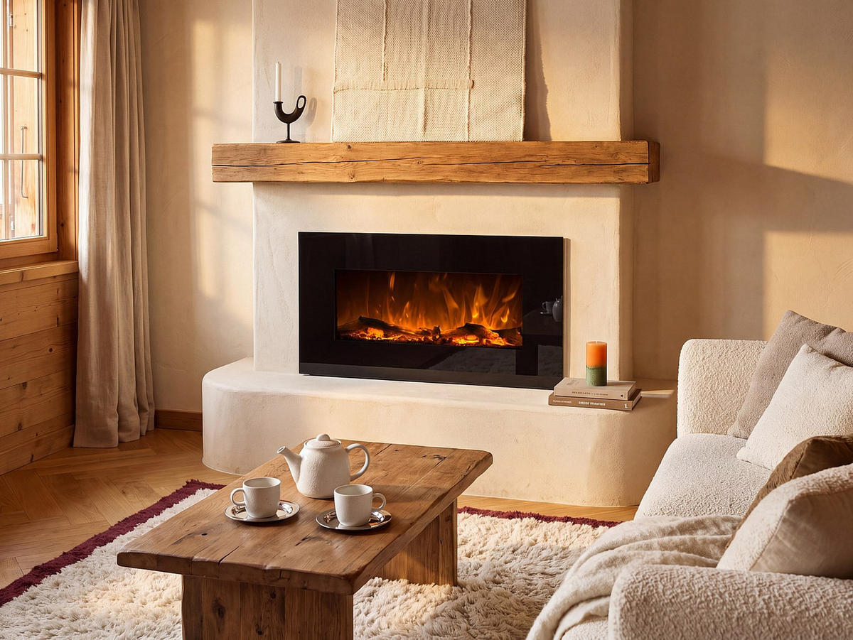 KAMIN - 84 x 14 - glas - schwarz Chandela - Schwarz, Glas (84/45/14cm) - Vente-Unique