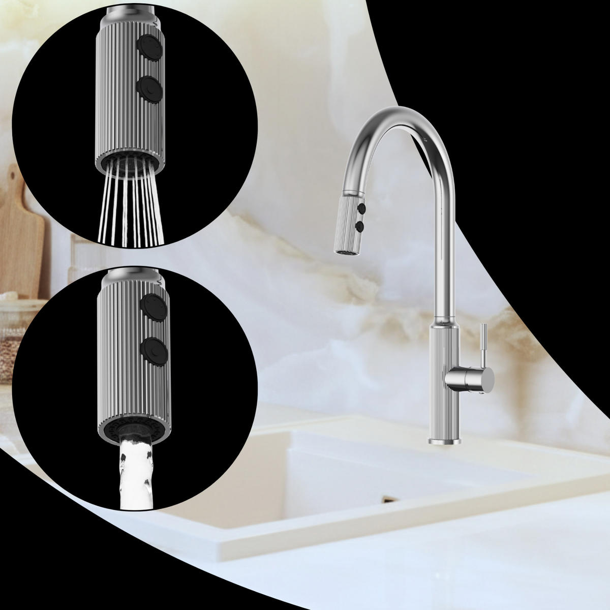 KÜCHENARMATUR Luna Chrom - Chromfarben, Metall (25/43/25cm) - Granitan