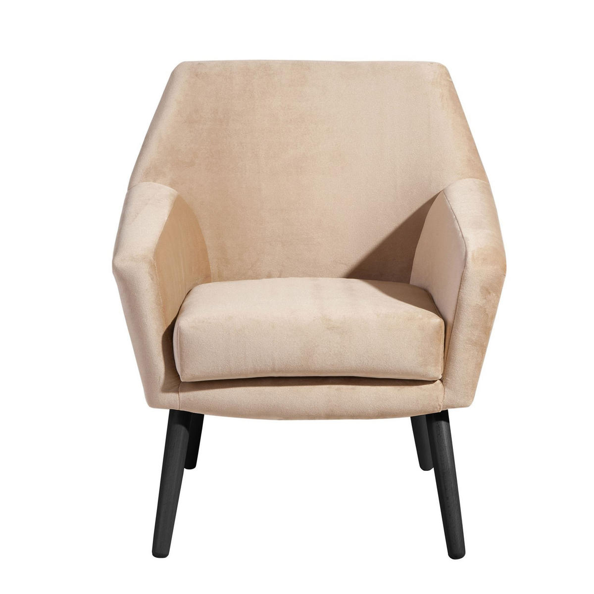 SESSEL Kachka Bezug Samtvelour Buche schwarz / sand - Sandfarben/Buche Kolonial, Kunststoff (71/81/67cm) - 58aufmkessel