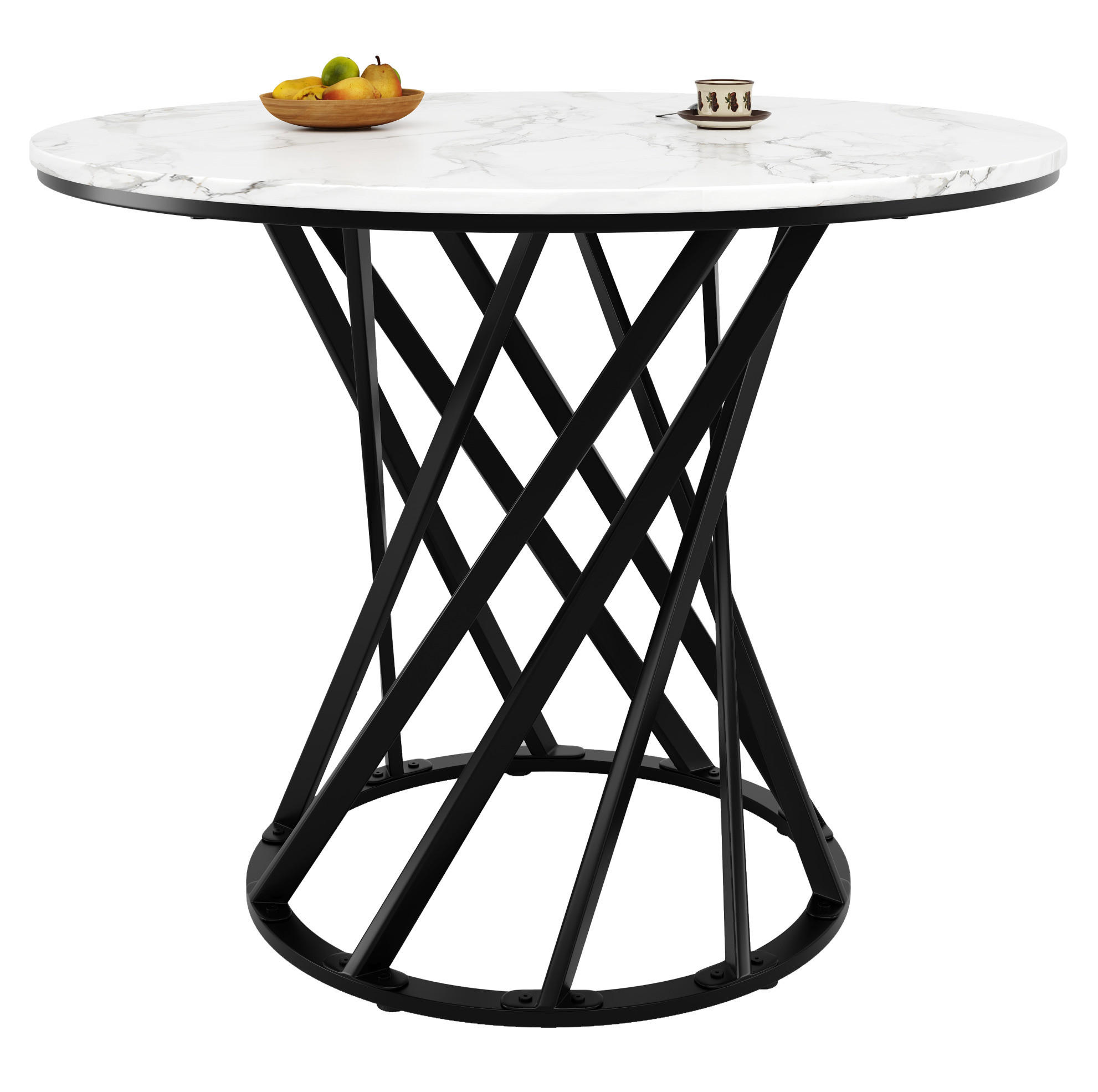 ESSTISCH 80x80x76 cm in Schwarz-Weiß aus MDF mit Schwarz-Weiß Optik und Bodenausgleich - Schwarz, Holzwerkstoff (80/80/76cm) - Modfu