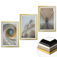 WANDBILDER 3er Set - 40x60 cm Goldrahmen - Wendeltreppe der Kathedralenfassade - Goldfarben, Kunststoff (40/60cm) - ArtPrintCave