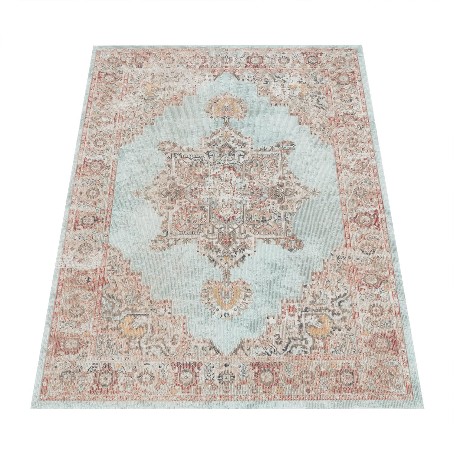 OUTDOOR Teppich Orientalisch Vintage Balkon, Terrasse schmutzabweisend Türkis Läufer 60x100 - Türkis, Textil (60/100cm) - KADIMA DESIGN