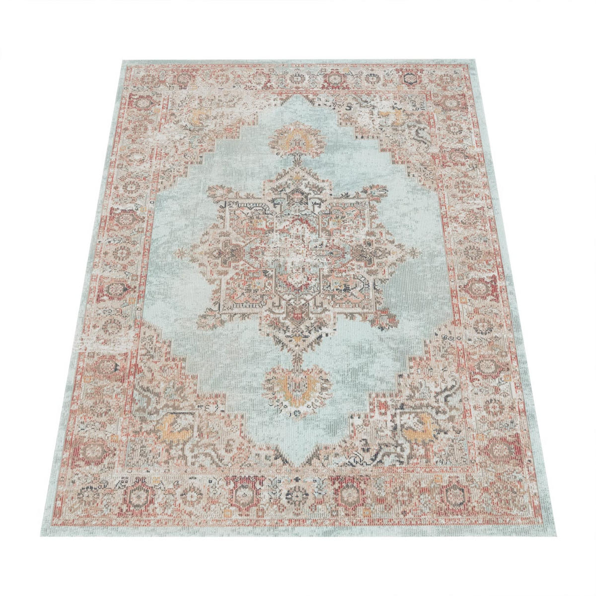 OUTDOOR Teppich Orientalisch Vintage Balkon, Terrasse schmutzabweisend Türkis Läufer 60x100 - Türkis, Textil (60/100cm) - KADIMA DESIGN