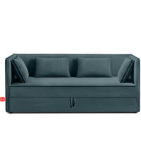 JUGENDBETT ROTI Einzelbett mit Bettkasten, 90x200cm, Bett mit Bonellmatratze, mit Rückenlehne - Blau/Schwarz, Holz/Holzwerkstoff (92/200cm) - KONSIMO®