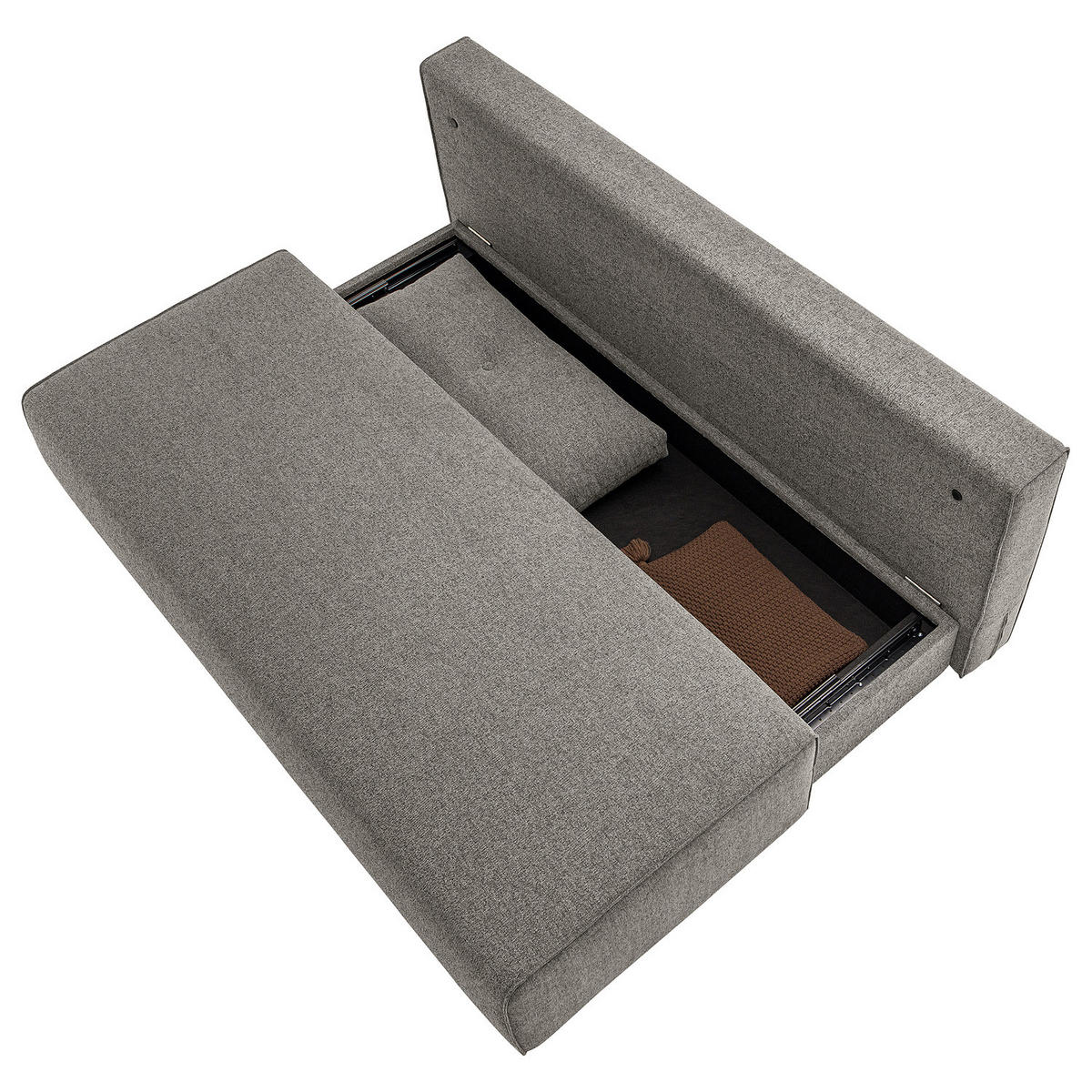 SCHLAFSOFA - Webstoff - Braun/Grau, Holz/Textil (200/86/102cm) - home24