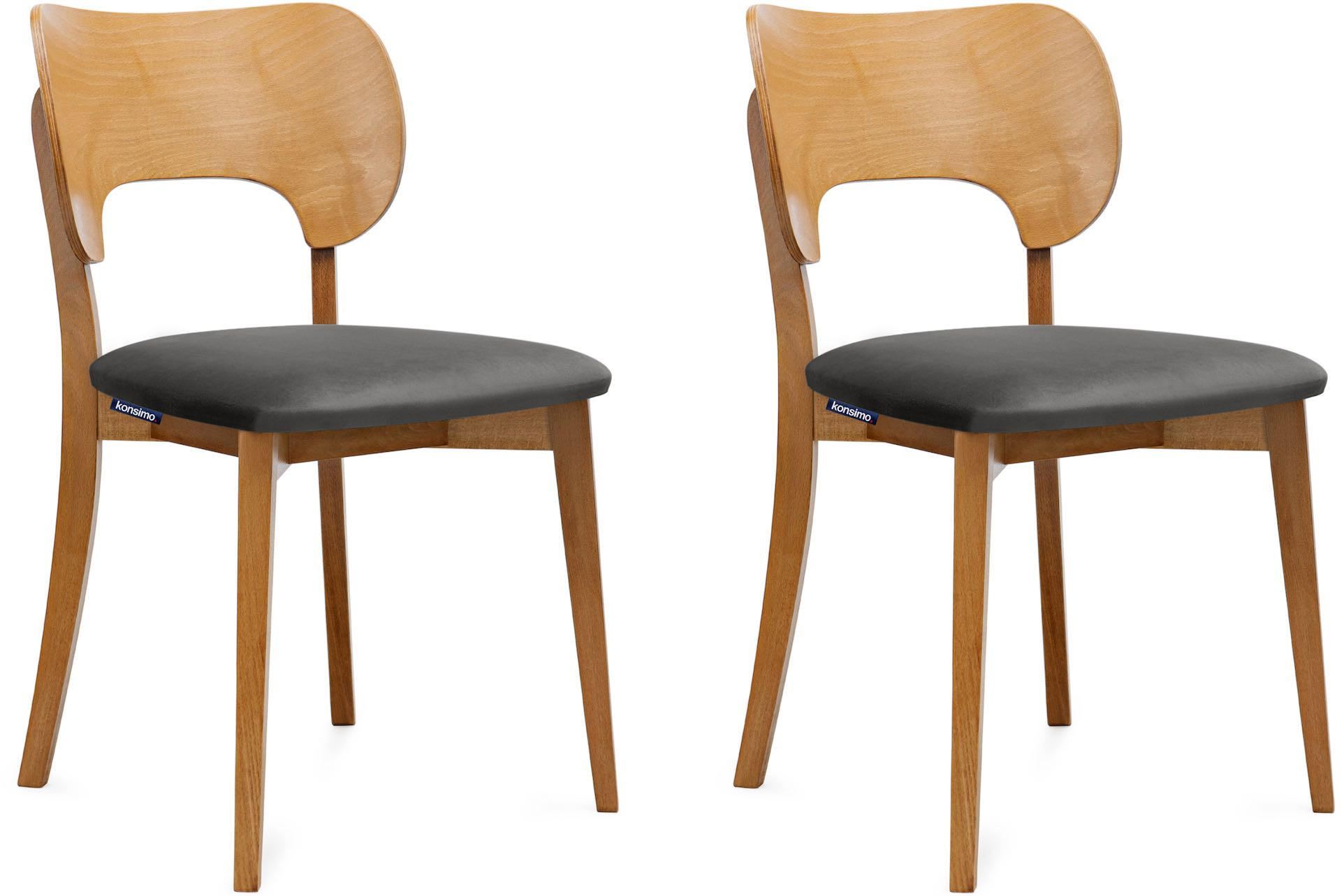 ESSZIMMERSTÜHLE LYCO (2er-Set), grau / Eiche hell - Eichefarben/Grau, Holz/Buchenholz (47/81/45cm) - KONSIMO®