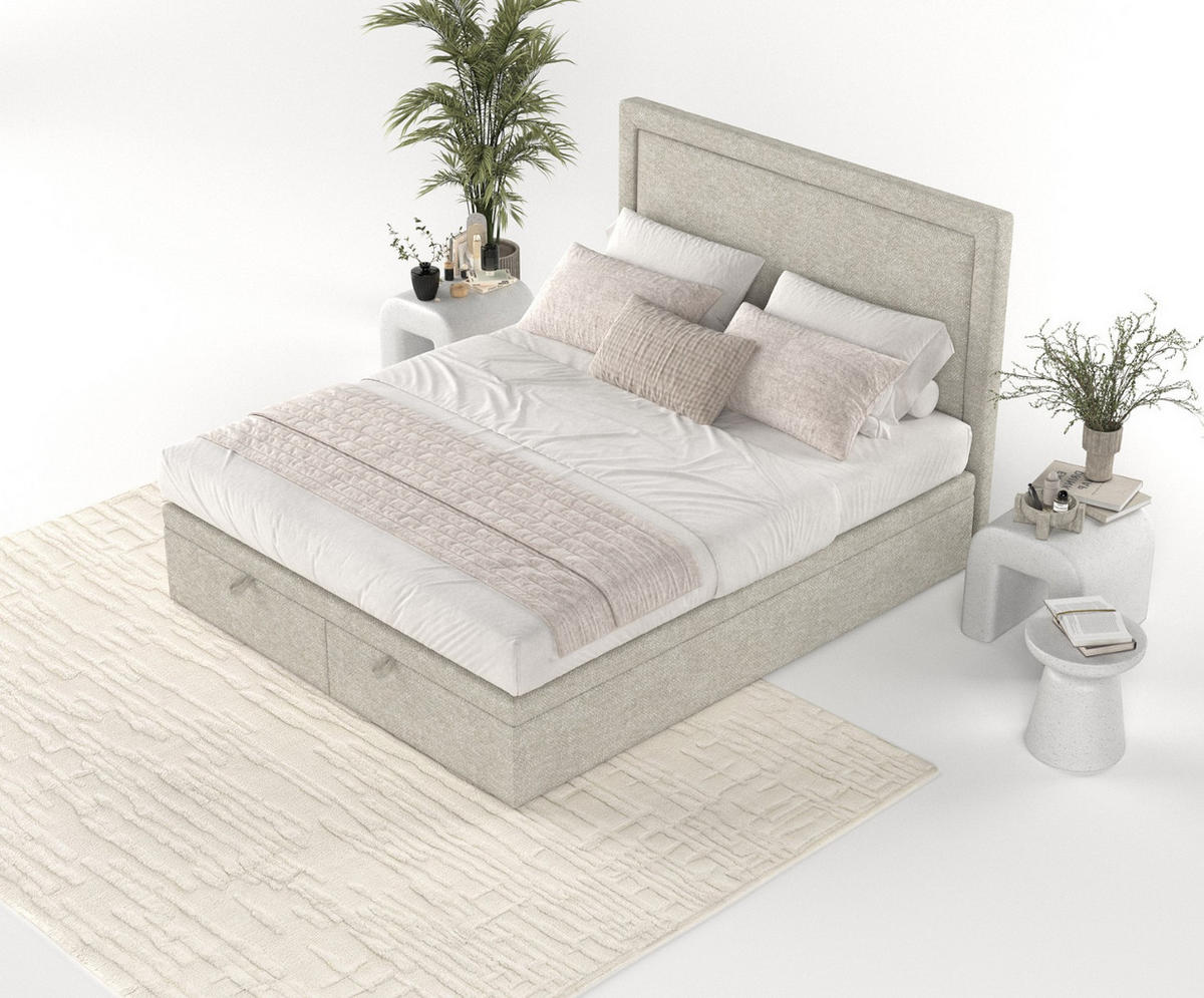 POLSTERBETT Salma mit Stauraum 140/200 cm Beige im Alta Stoff - Beige/Schwarz, Holz/Holzwerkstoff (140/200cm) - AltaBeds