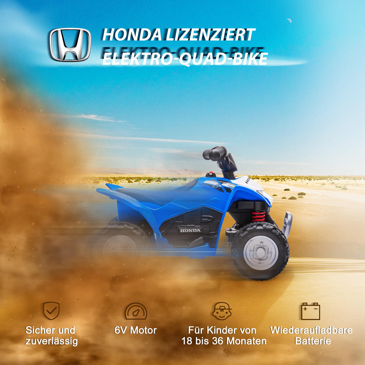 KINDERQUAD - Blau, Kunststoff/Metall (65.5/38.5/43.5cm) - AIYAPLAY