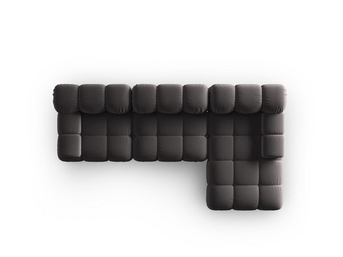 MODULARES-ECKSOFA rechts Bellis aus Samt dunkelgrau 4 Sitzplätze - Dunkelgrau, Textil (122/285cm) - Micadoni