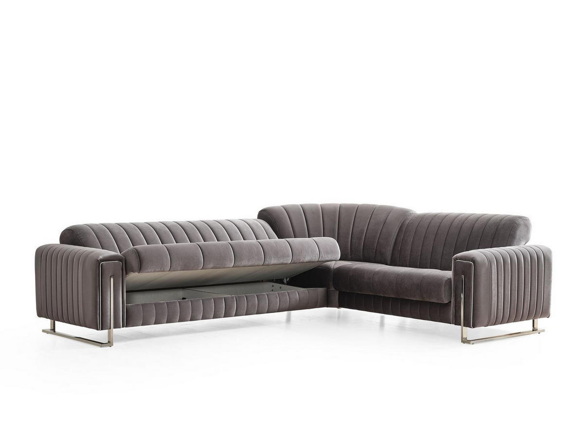 ECKSCHLAFSOFA Kochi Grau - Langer Schenkel Links - Grau, Holzwerkstoff/Kunststoff (315/245cm)