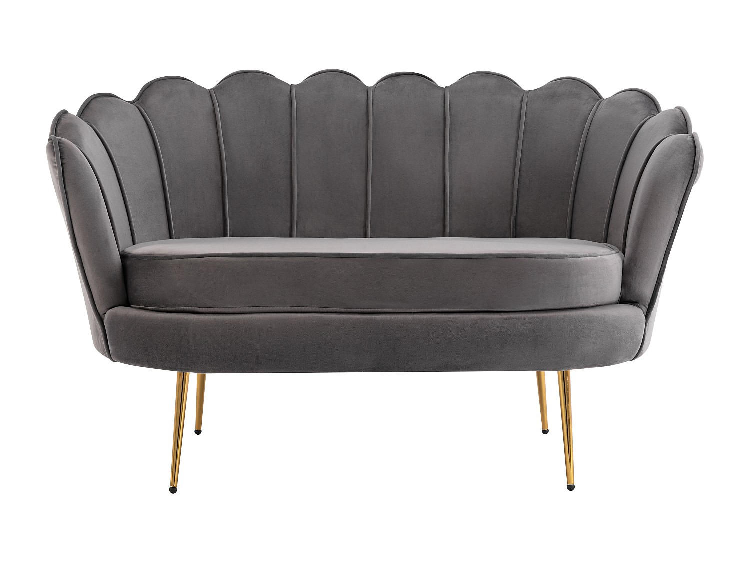 SOFA ohne Schlafmöglichkeit - 2 Personen - Samt, Stoff - Anthrazitgrau - - Anthrazit, Textil (124/78/73cm) - Vente-Unique