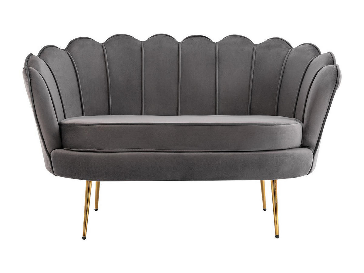 MUSCHELSOFA 2-Sitzer - Samt - Anthrazit - DANDELION - Anthrazit, Textil (124/78/73cm) - Pascal Morabito