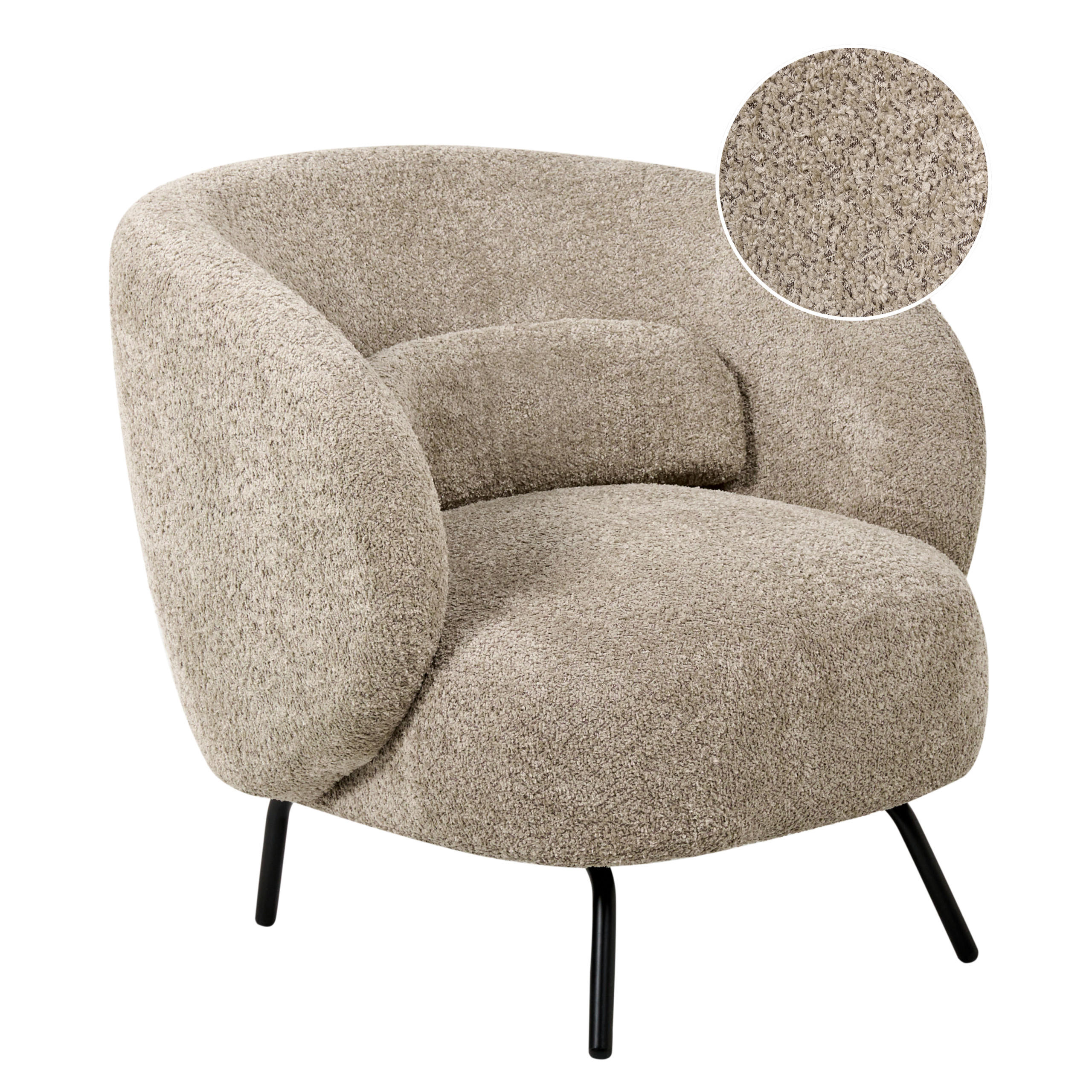 SESSEL Taupe Makela - Taupe/Schwarz, Textil (75/72/74cm) - Beliani