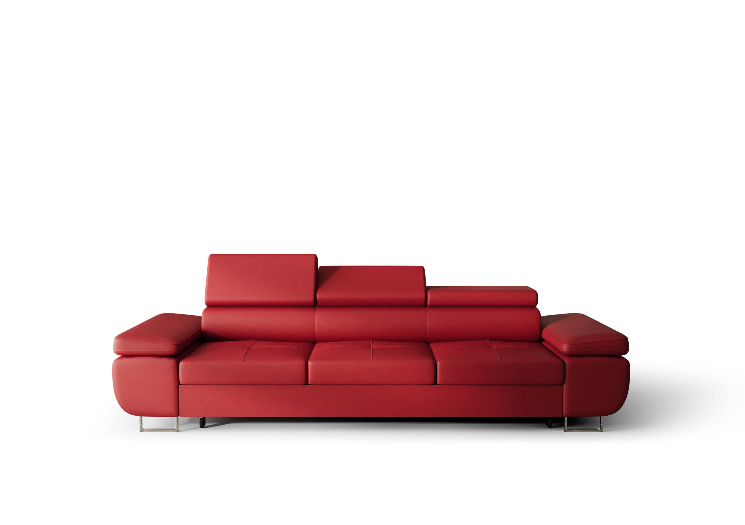 SCHLAFSOFA PRAGA 3, Sofa mit Schlaffunktion, Farbe: Rot, Kunstleder - Rot, Textil (276/90/100cm) - O-Sofa