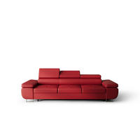SCHLAFSOFA PRAGA 3, Sofa mit Schlaffunktion, Farbe: Rot, Kunstleder - Rot, Textil (276/90/100cm) - O-Sofa
