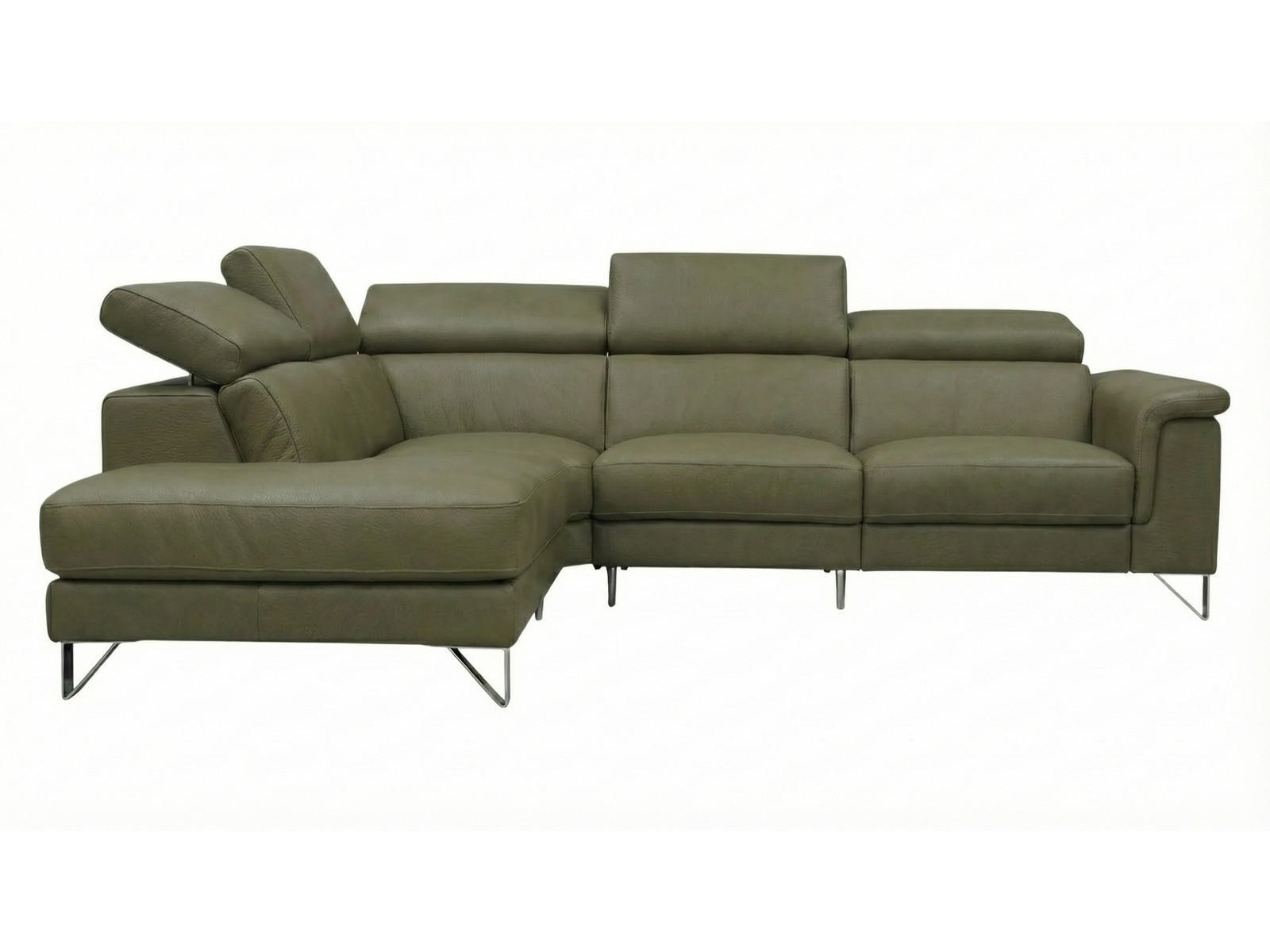 ECKSOFA Antares Echtleder Olivgrün - Olivgrün, Leder/Metall (224/276cm)