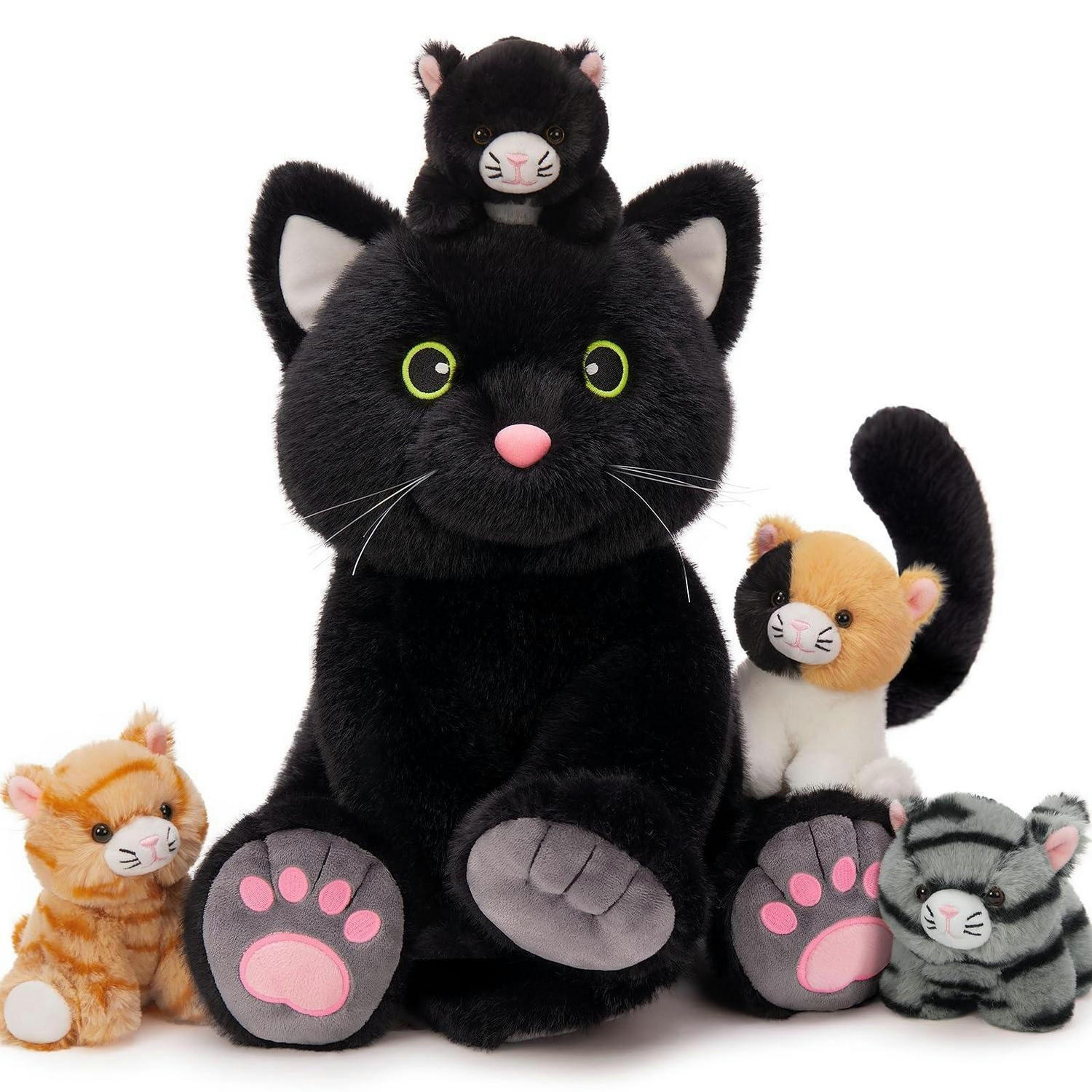 PLÜSCHTIER 5-teiliges Set Katze mit Baby 40 cm - Multicolor, Textil (34/40cm)