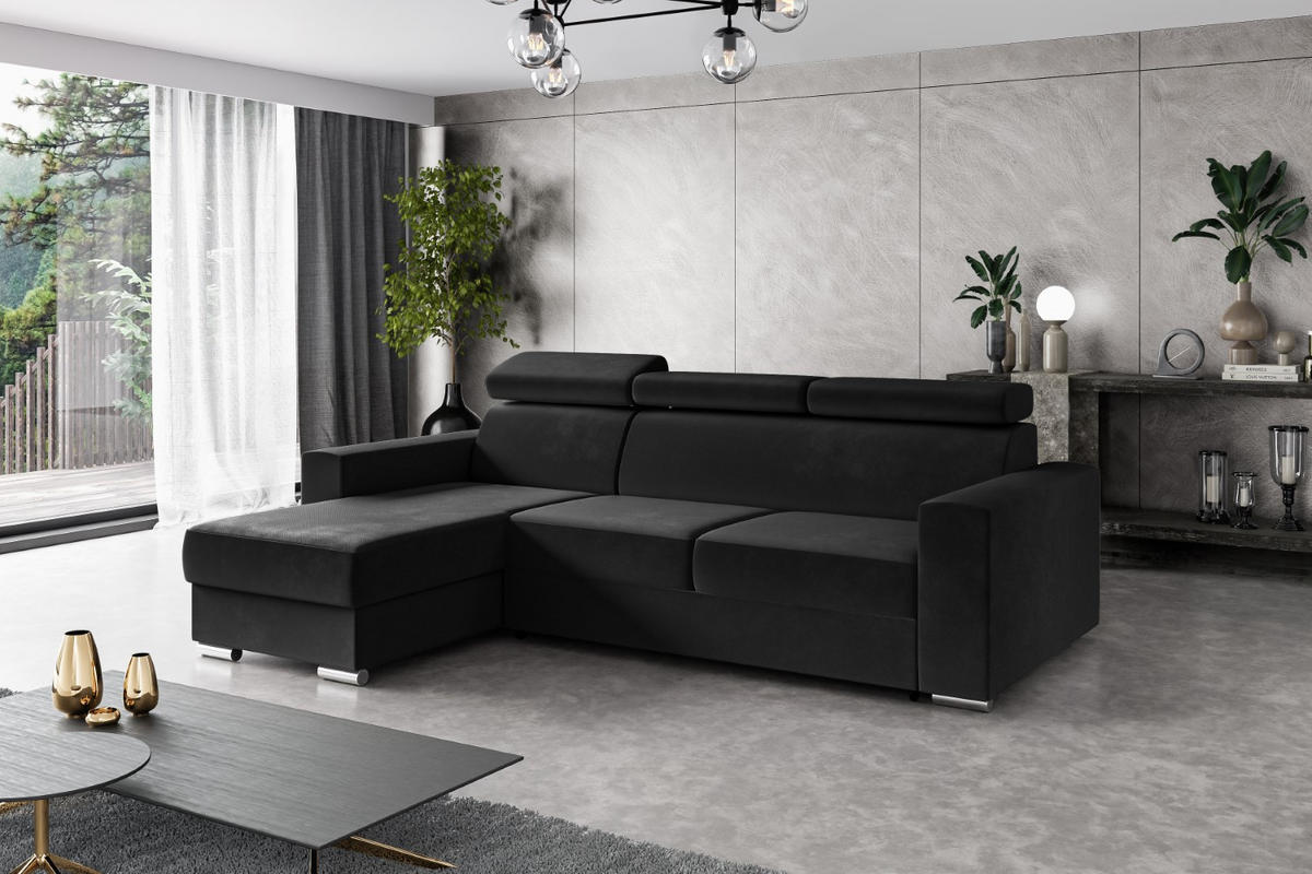 ECKSOFA in L-Form Corner Sofa Bett Eckcouch Couch Wohnlandschaft Cauchsofa FIX - 242x168 cm Schwarz - Schwarz, Holzwerkstoff/Kunststoff (242/168cm) - ALTDECOR