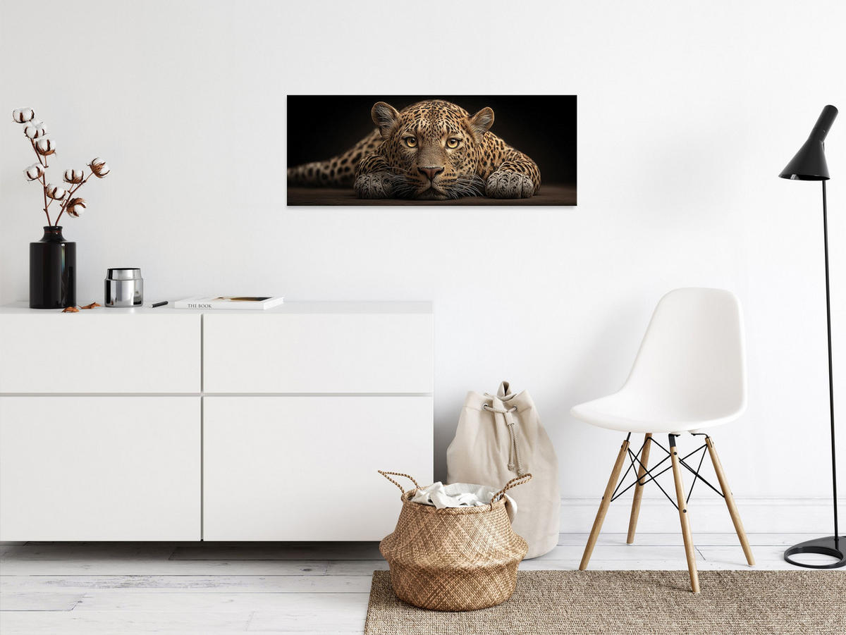 GLASBILD 80x30 cm Leopard Raubkatze - Beige, Glas (80/30cm) - artissimo