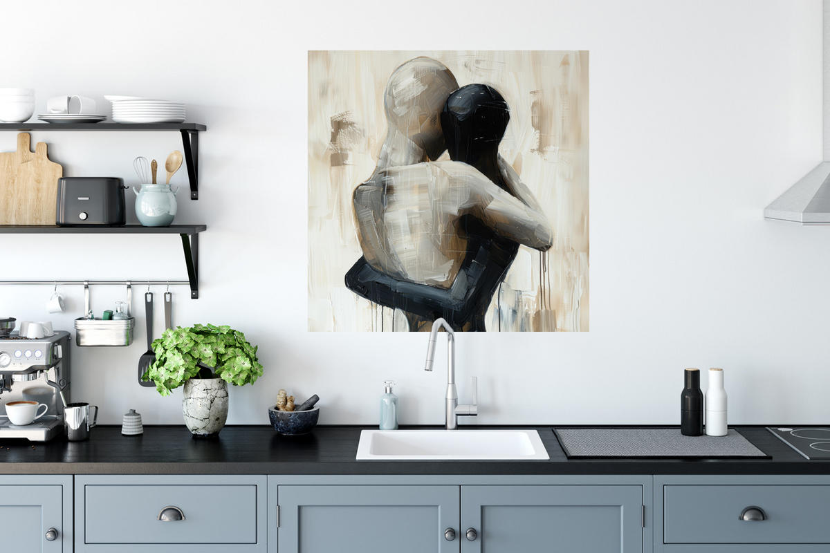 WANDTATTOO Abstrakt - Liebe - Schwarz und weiß - Modern 50x50 cm - Schwarz, Kunststoff (50/50/0.1cm) - MuchoWow