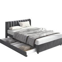 POLSTERBETT 160/200 cm aus Samt mit 2 Schubladen und Lattenrost Grau - Grau, Textil (160/200cm) - Modenvie
