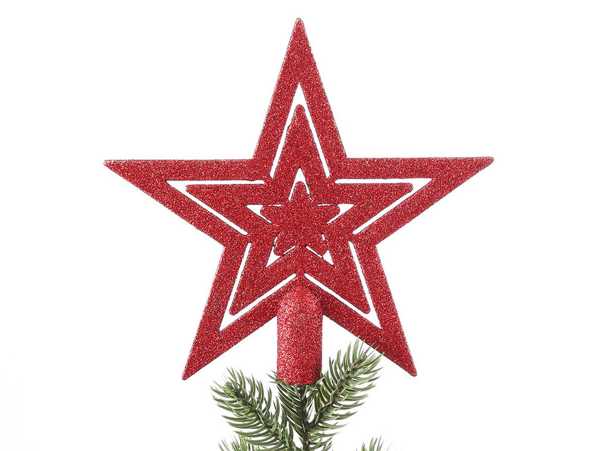 WEIHNACHTSKUGEL-SET 40-teiliges mit Christbaumspitze, rot, 6–20 cm - Rot, Kunststoff (30/30/30cm) - LAALU