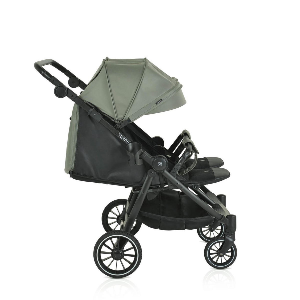 GESCHWISTERKINDERWAGEN TwinGo grün Getränkehalter, Fußabdeckung, Hinterradbremse - Grün, Textil/Metall (102/78/106cm) - Moni