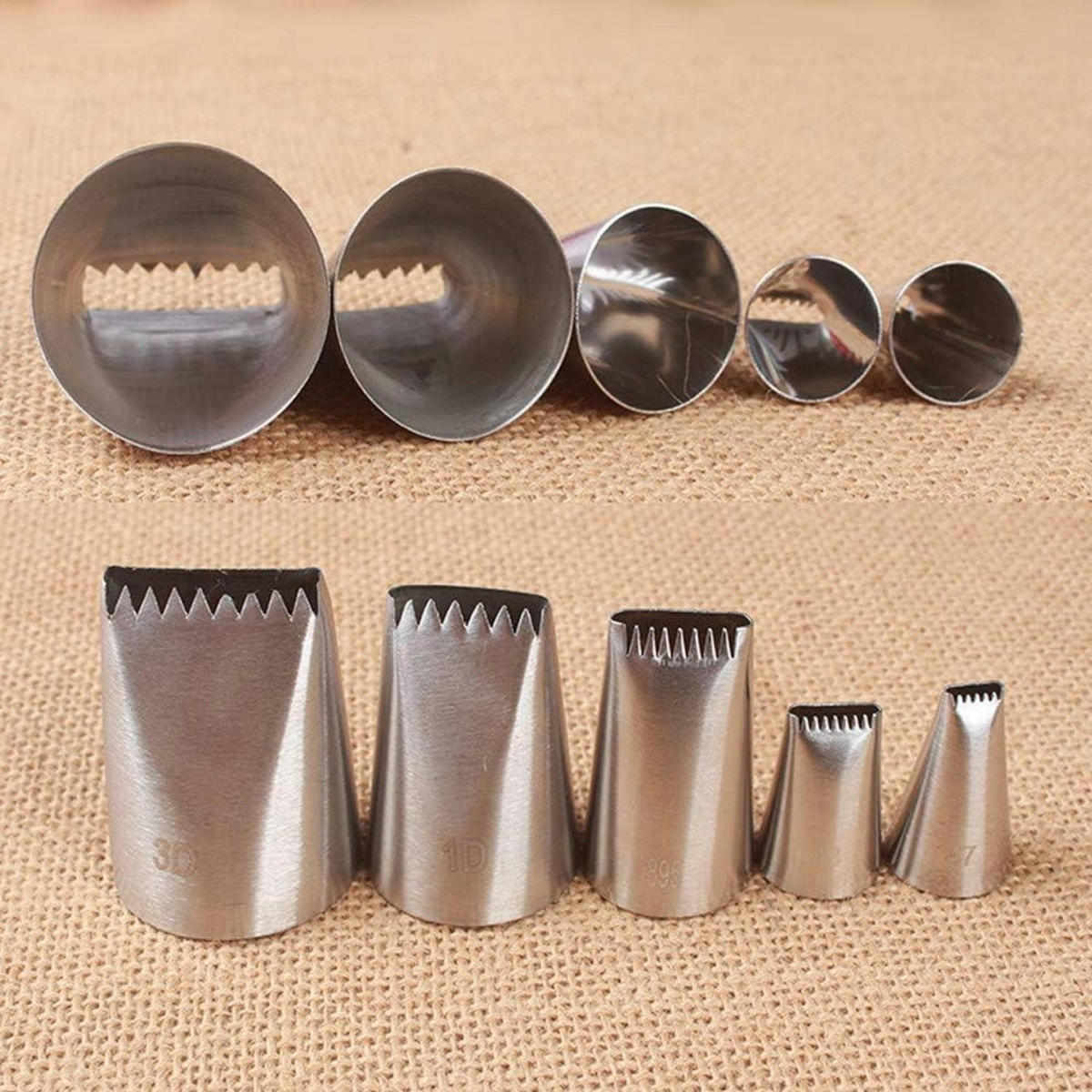 SPRITZTÜLLEN 5-teiliges Set Korbgeflechtoptik Edelstahl - Silberfarben, Metall (3.5/1/4.7cm)