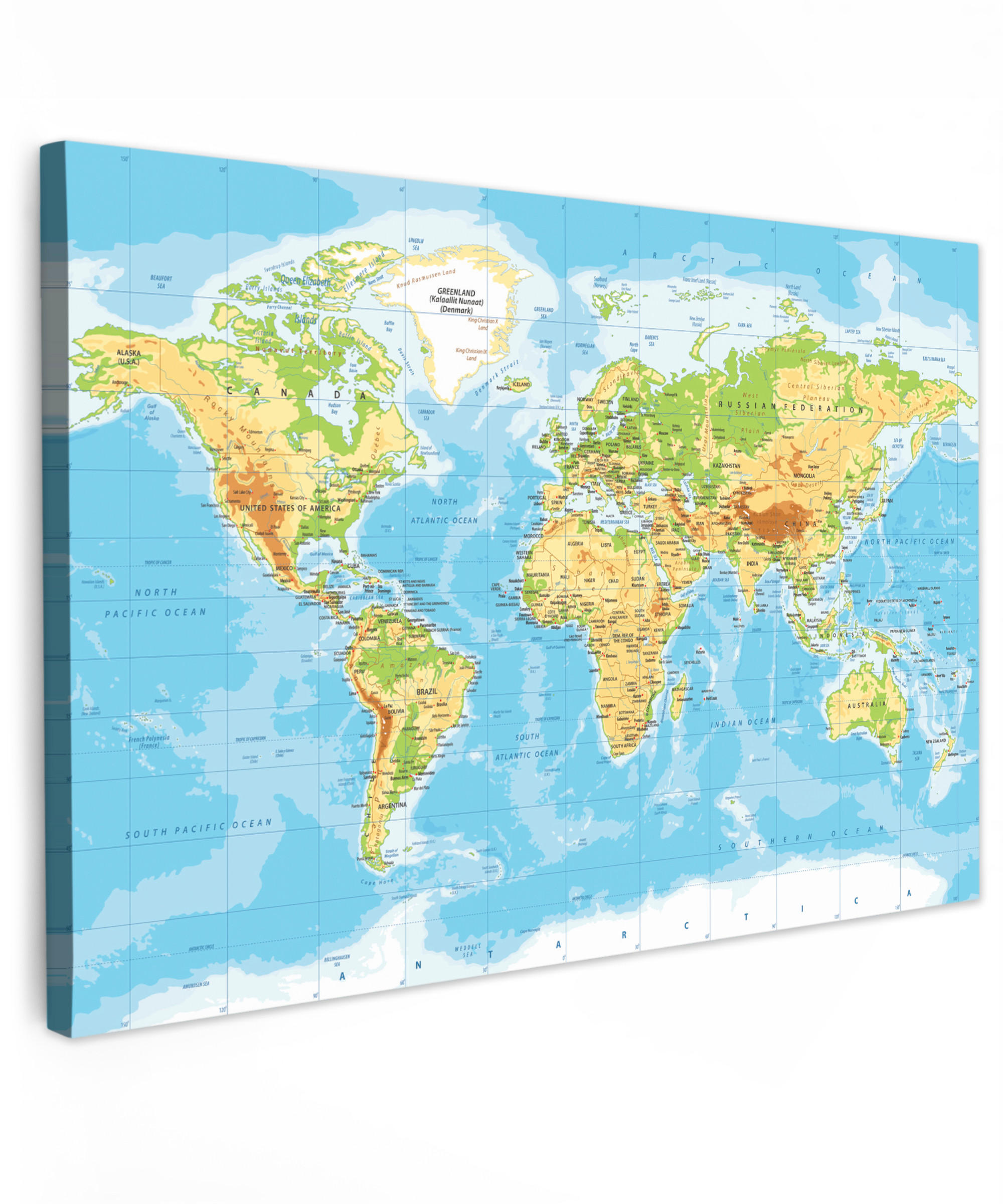 LEINWANDBILD Weltkarte - Statistisch - Blau - Erde - Bildung 60x40 cm - Blau, Textil (60/40cm) - MuchoWow