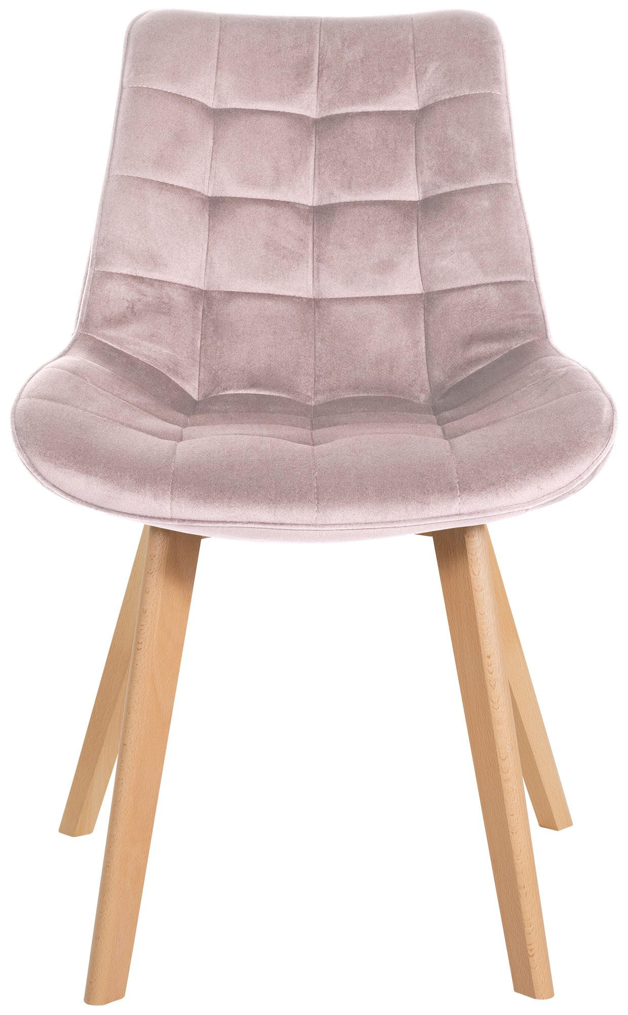 STUHL 2er Set Samt pink - Pink/Eukalyptusholzfarben, Holz/Textil (54/84/63cm) - CLP