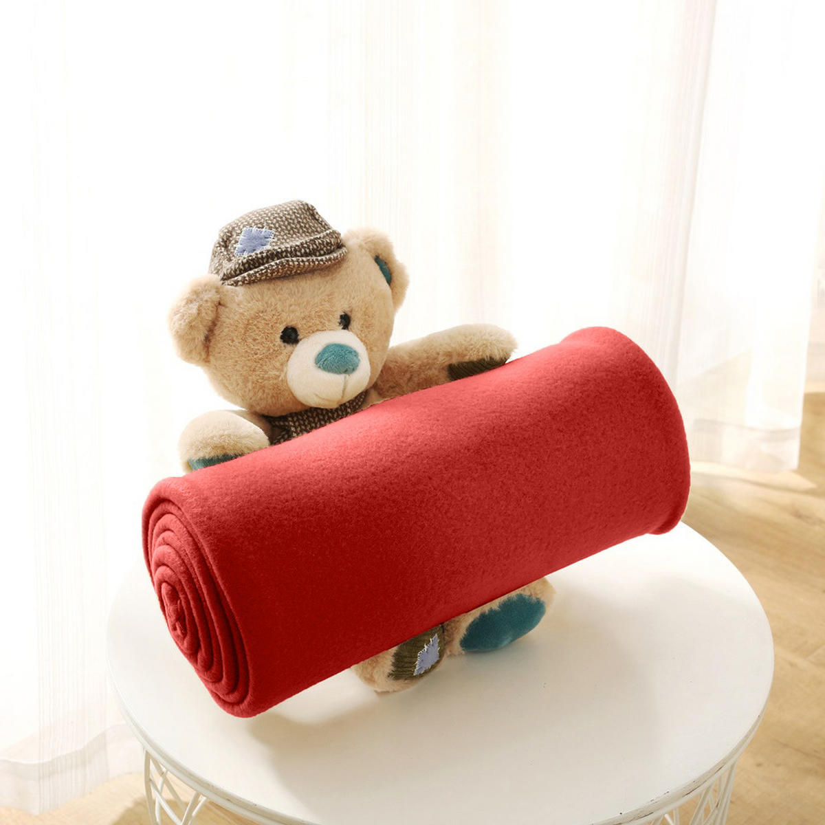 FLEECEDECKE 3er Set rot 130/160 cm Kettelrand Anti-Pilling - Rot, Textil (130/160cm) - wometo