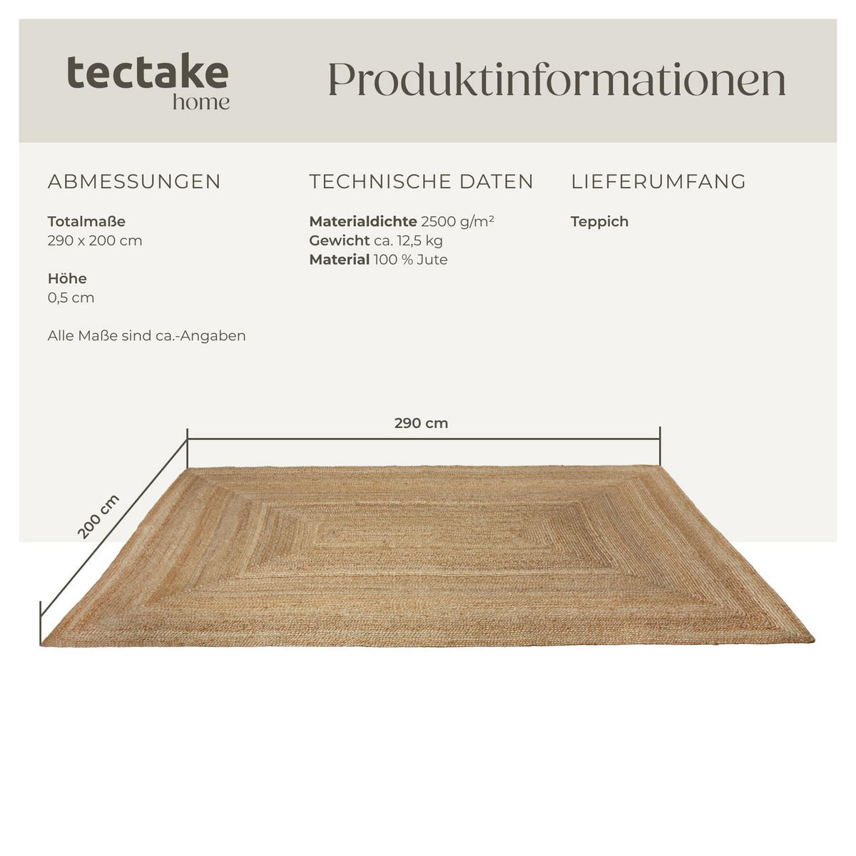 TEPPICH Handgewebt Glim, strapazierfähig und pflegeleicht, braun - Braun, Textil (200/290cm) - tectake
