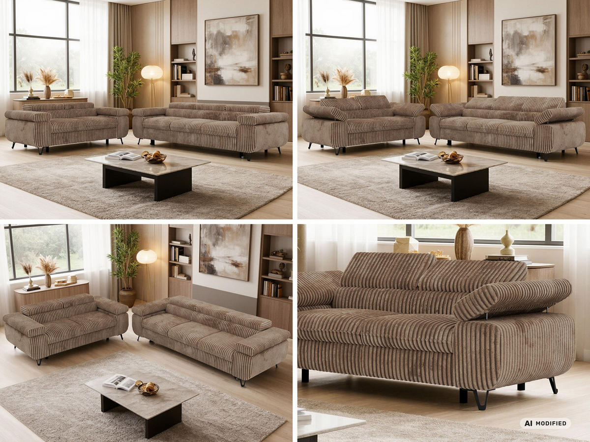 SEDACÍ SOUPRAVA PETERS 2+3 - Hnědá Manšestr - černá/hnědá, kov/textil (262/76/99cm) - MKS