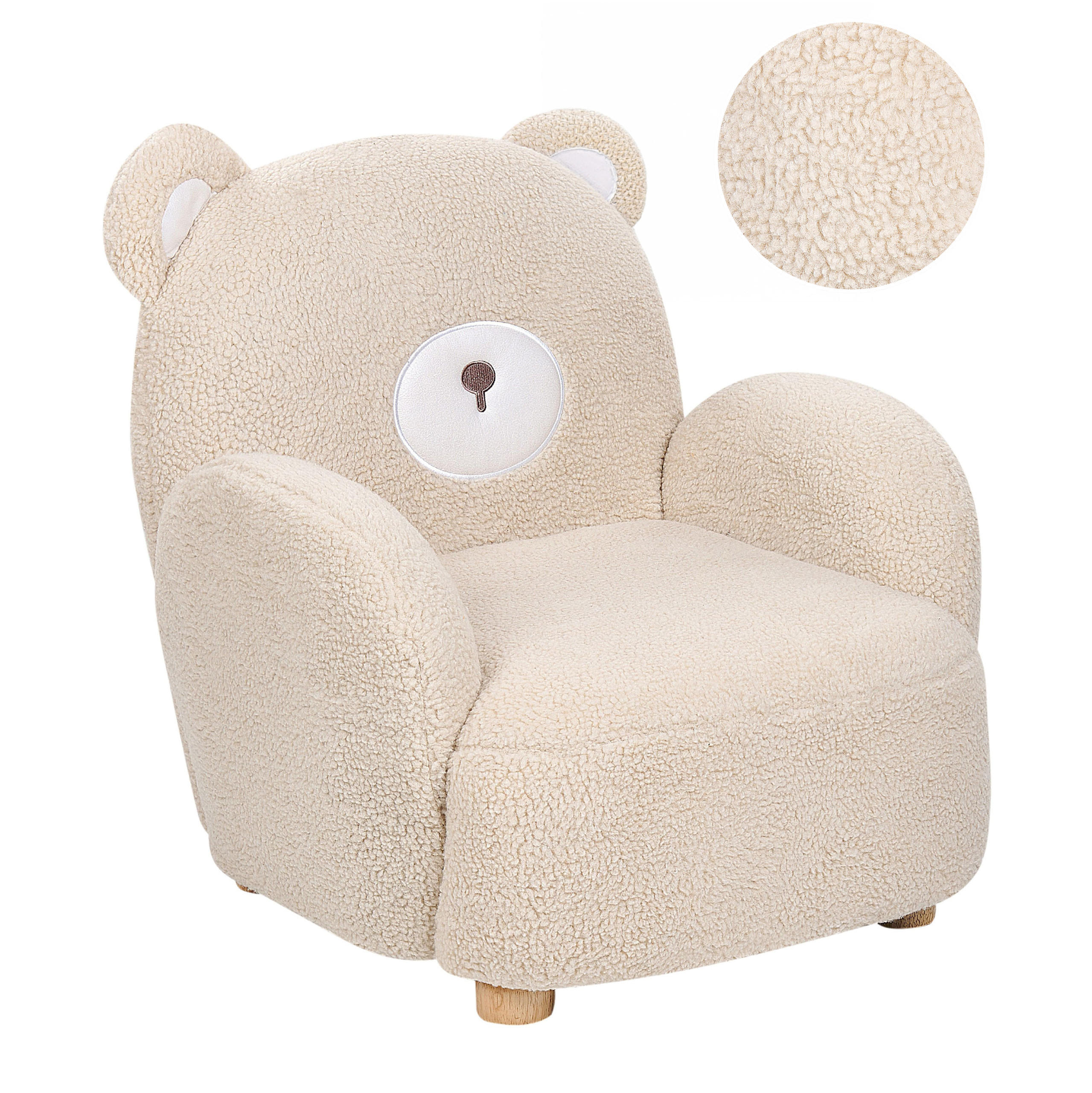 KINDERSESSEL Teddybär Bouclé Beige Boo - Beige, Textil (58/56/62cm) - Beliani