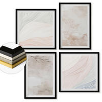 WANDBILDER 4er-Set - 50x50 cm & 40x60 cm Schwarzer Rahmen - Aquarellblätter in Pastellfarben - Schwarz, Kunststoff (50/50cm) - ArtPrintCave