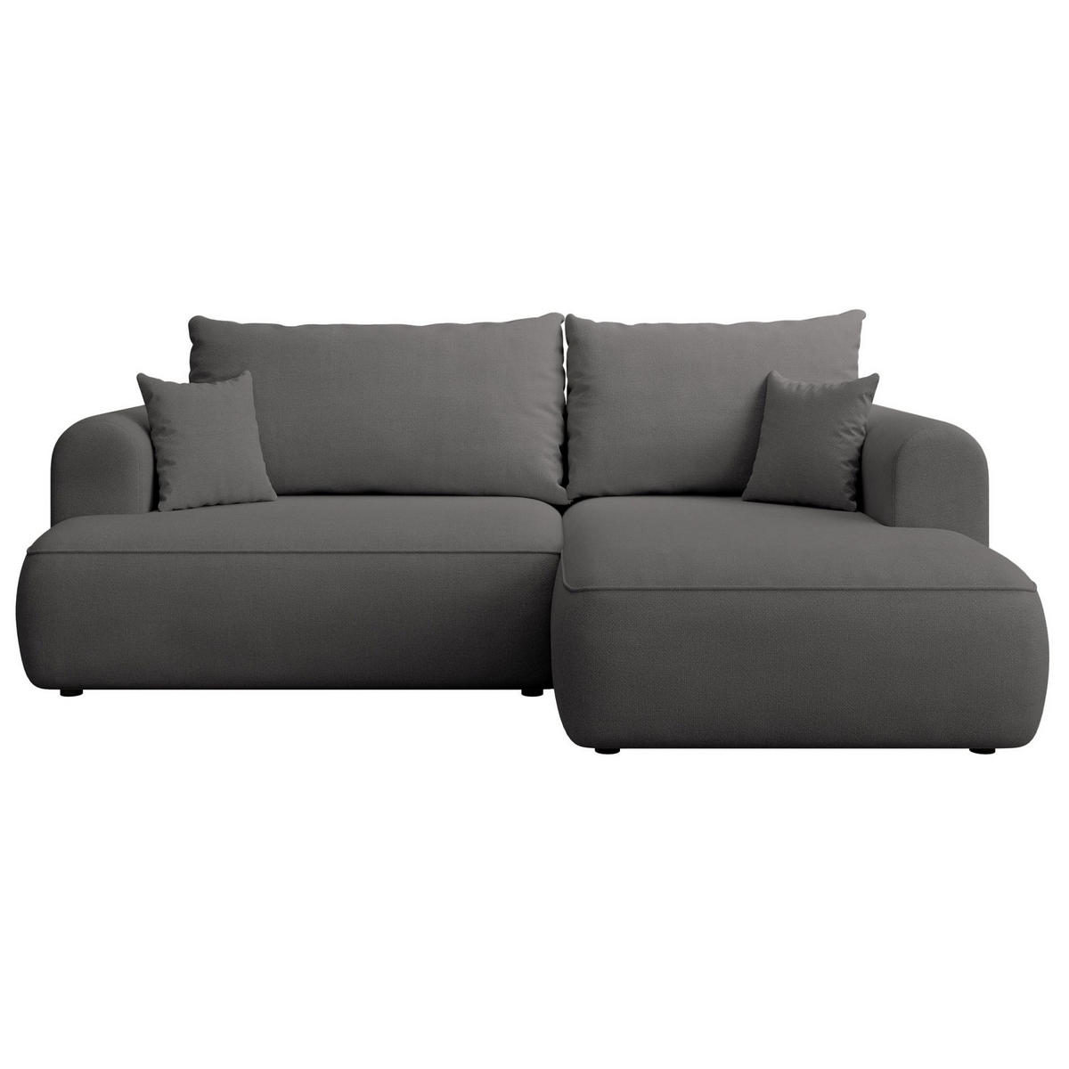 ECKSCHLAFSOFA Ovo Mini Dunkelgrau Easy-Clean-Chenille-Bezug - Dunkelgrau/Schwarz, Kunststoff/Textil (238/156cm) - Selsey