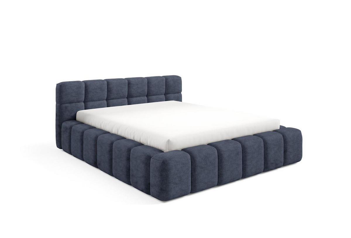 POLSTERBETT NUBO Premium 160x200 cm mit Bettkasten – PERFECT HARMONY 77 - Dunkelblau, Holz (160/200cm) - Dekori_Interiors
