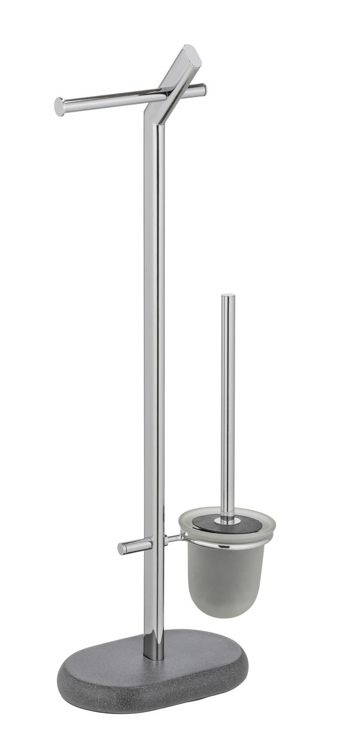 TOILETTENPAPIERSTÄNDER mit WC-Bürste Puro 15,5/29/72 cm - Schwarz, Metall (29/72/15.5cm) - Wenko