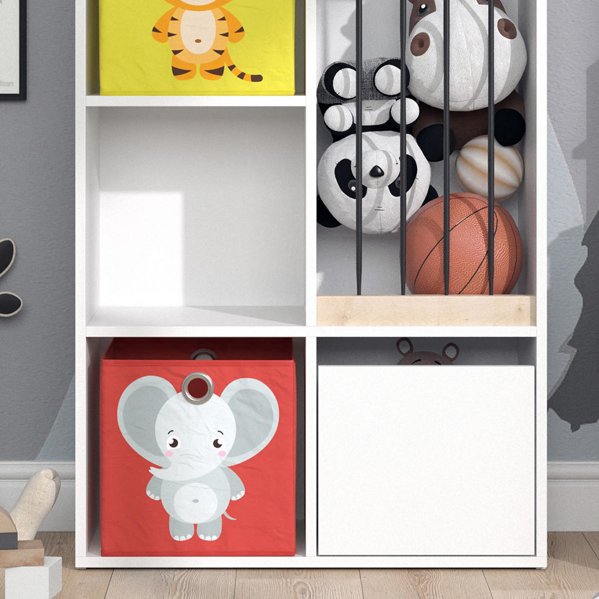 KINDERREGAL Luigi Weiß 72 x 107.8 cm mit 2 Faltboxen opt.2 - Weiß, Holzwerkstoff (29.2/107.8/72cm) - Vicco
