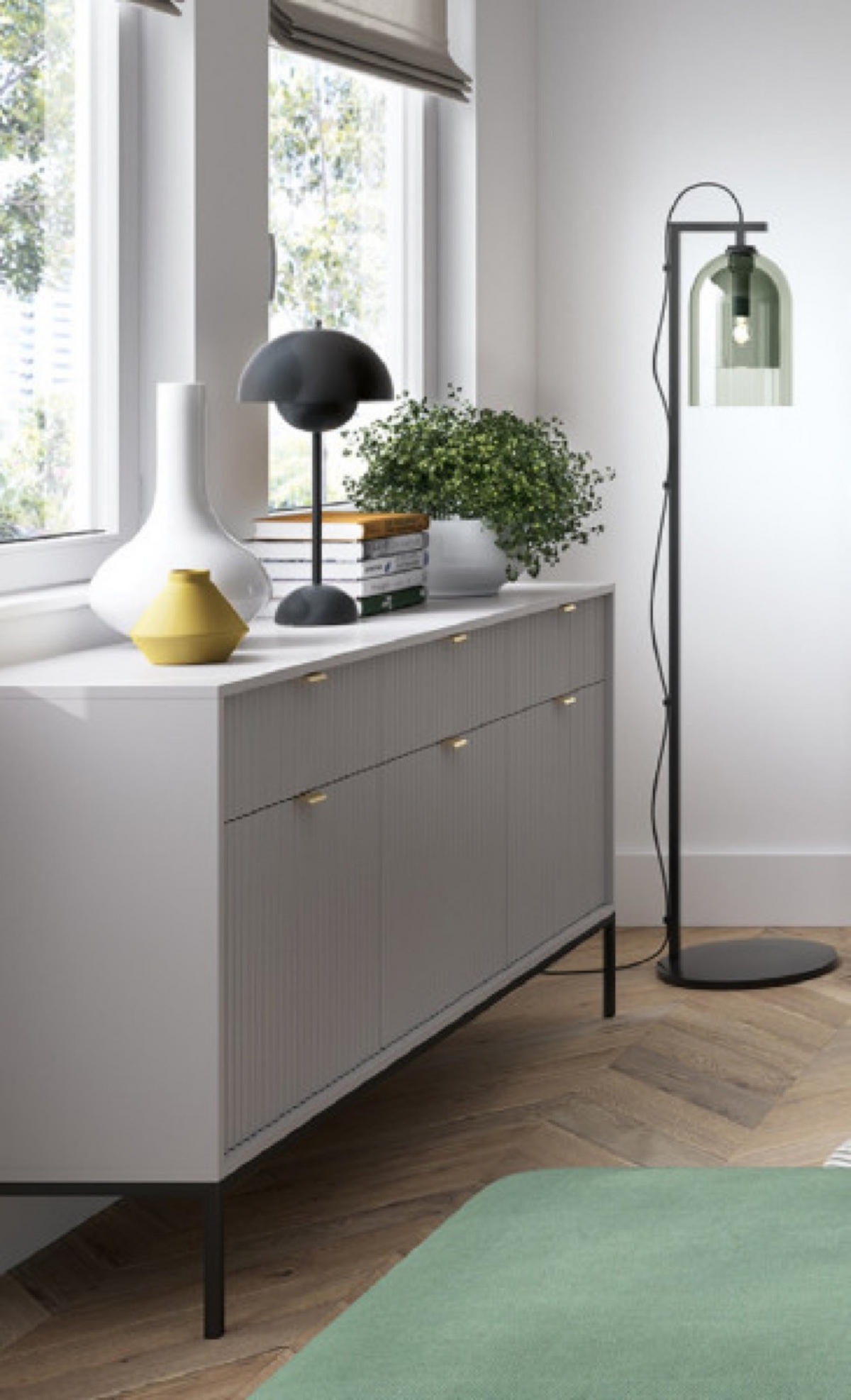 SIDEBOARD Grau NEW KSZ154 Gerillt Schwarz - Grau, Holzwerkstoff (154/83/39cm) - Sepro Meble