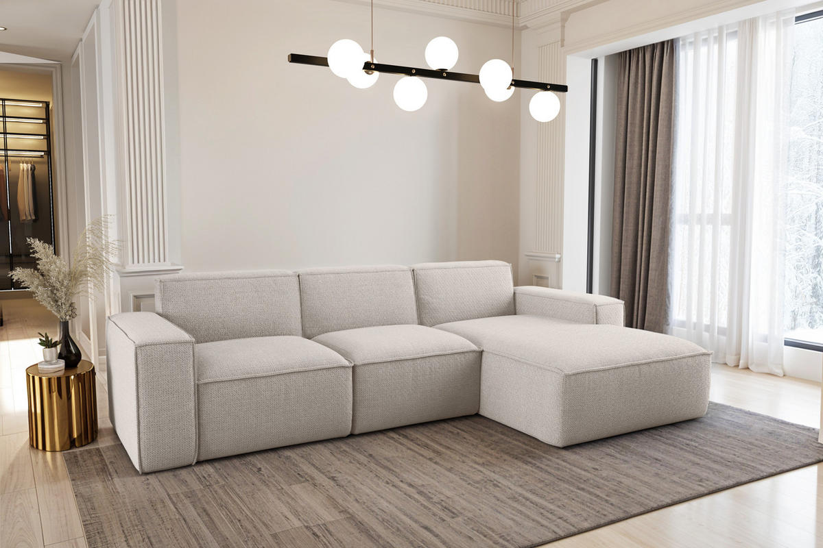 ECKSOFA L-Form Siena Stoff Artico Nata Rechts - Ecru, Holz (266/165cm) - Kaiser Möbel