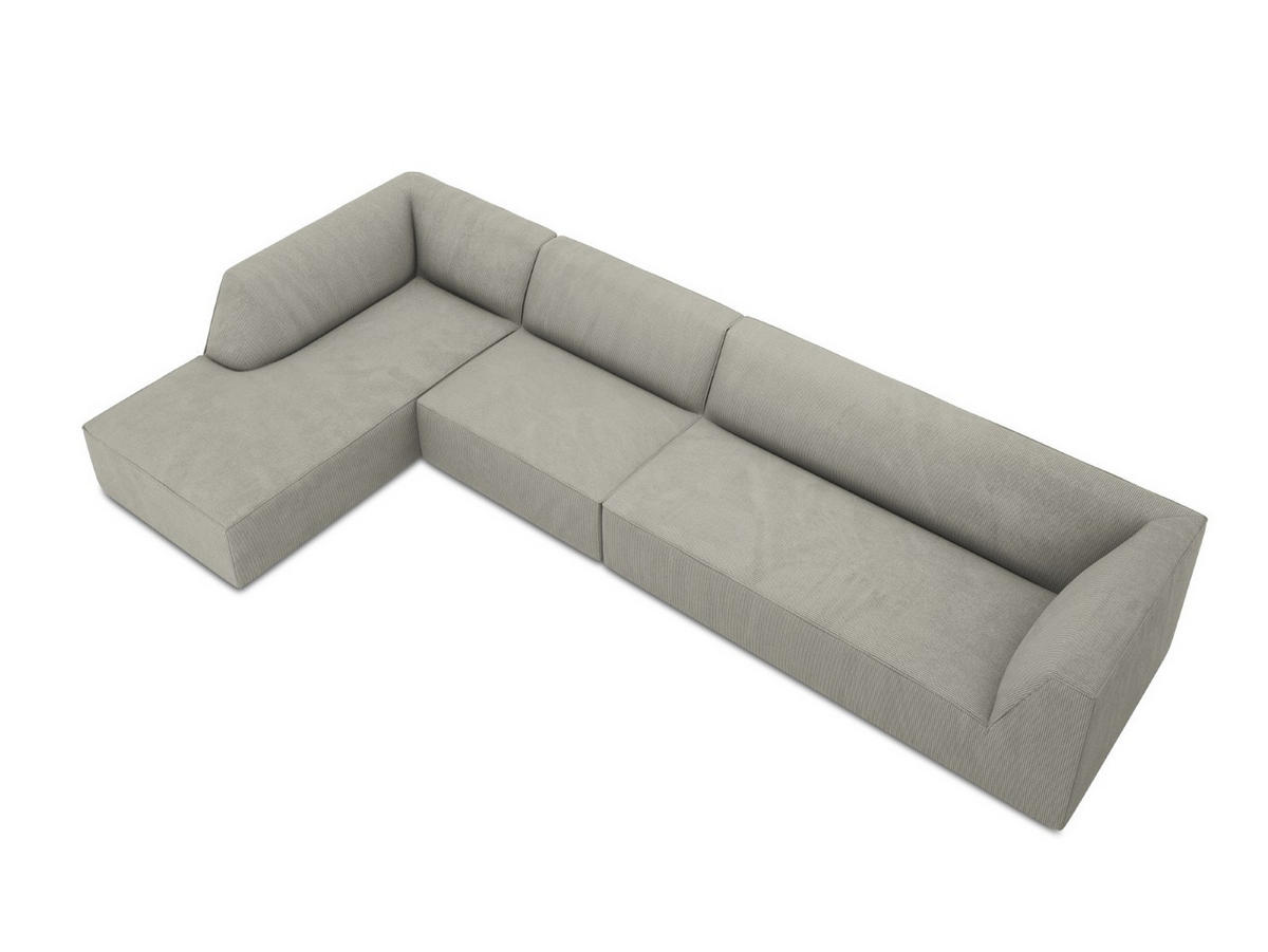 ECKSOFA links Ruby aus Cord hellgrau 5 Sitzplätze - Hellgrau, Textil (180/366cm) - Micadoni