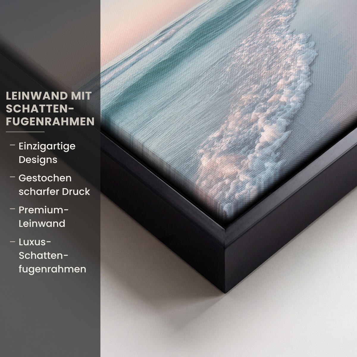 LEINWAND Bilder mit Rahmen - Küstenlinie - Pastell - Wasser - 20x20 - Pastellblau, Textil (20/20cm) - MuchoWow