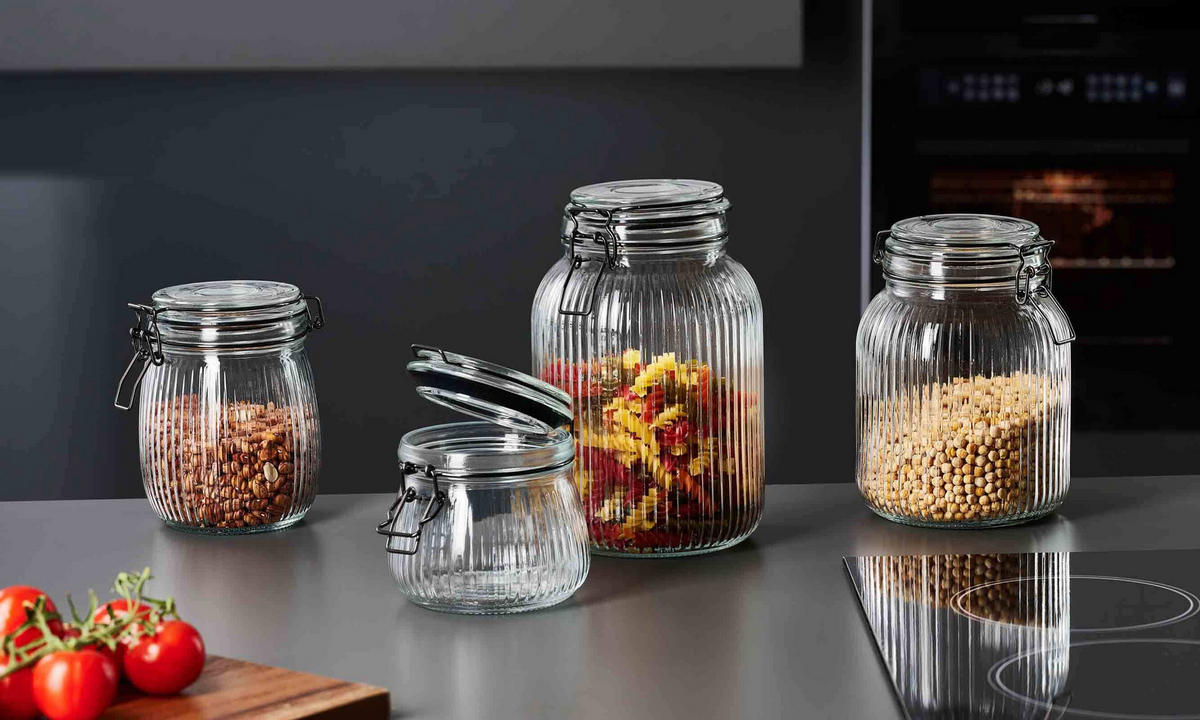 VORRATSGLÄSER MIT CLIP-VERSCHLUSS Lumos transparent 1,9 l 6er Set - Transparent, Glas (13/20/13cm) - Ritzenhoff Breker