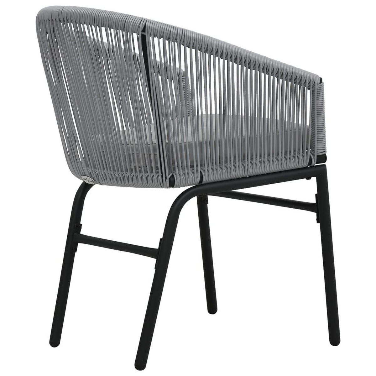 BISTROSET mit 2 Sessel und Kissen, aus PE-Rattan, in Grau, 3-teiliges Set - Grau, Kunststoff - vidaXL