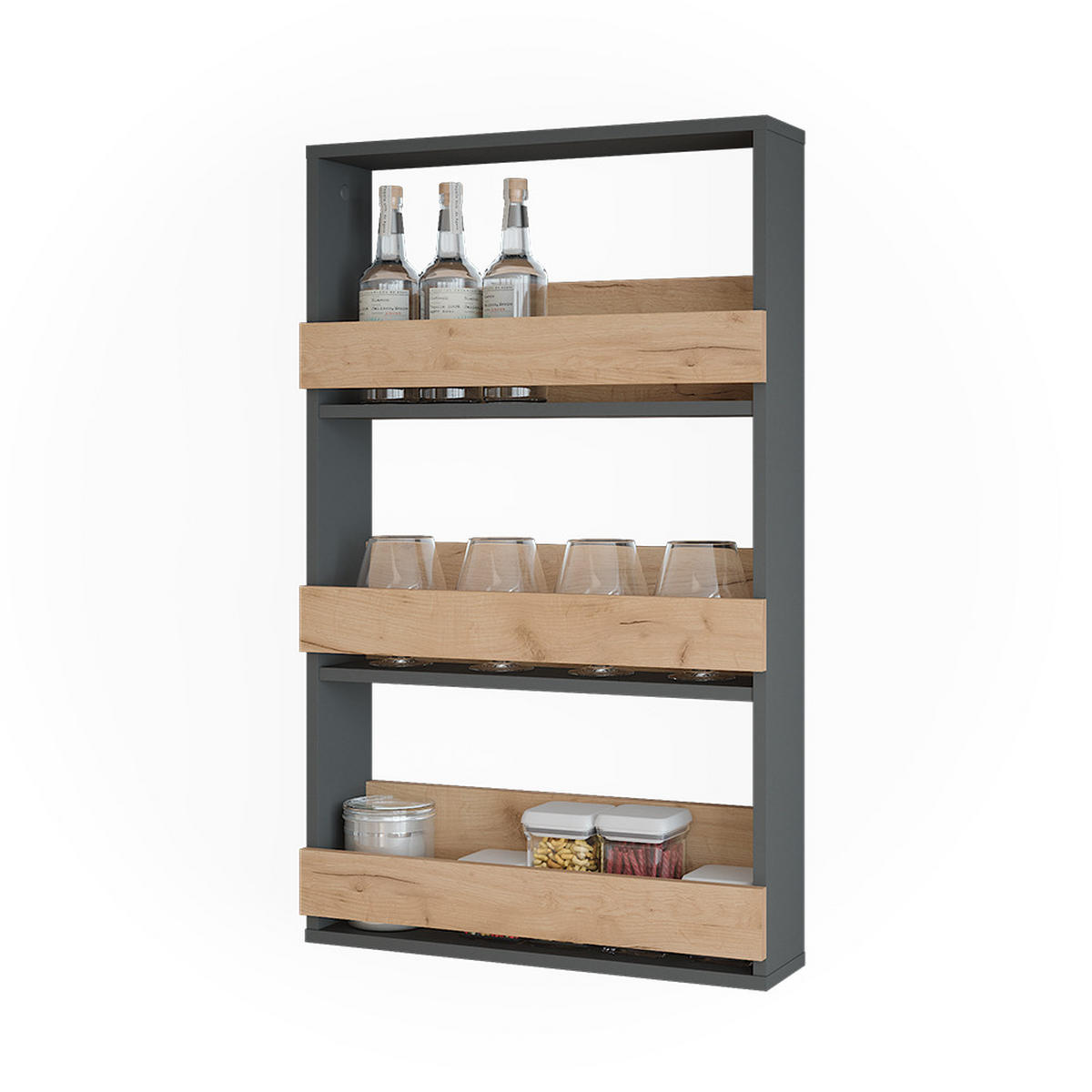 STOJAN NA SKLENIČKY NA VÍNO Repose Zlatý dub power/antracit - medově dubová/antracitová, kompozitní dřevo (60/98/15.1cm) - Vicco