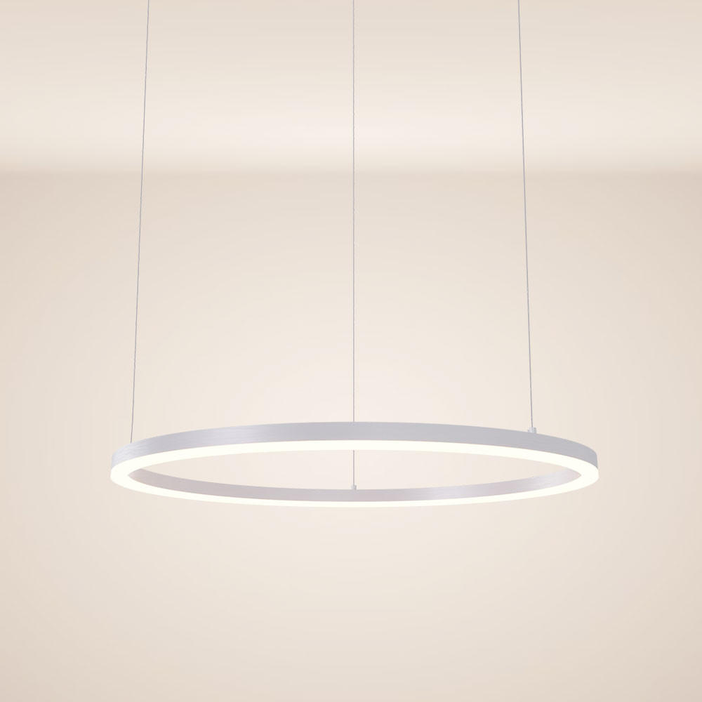 LED-HÄNGELEUCHTE Ring Direkt/Indirekt 5m Weiß Ø 80cm - Weiß, Metall (80/80/3.3cm) - s.luce