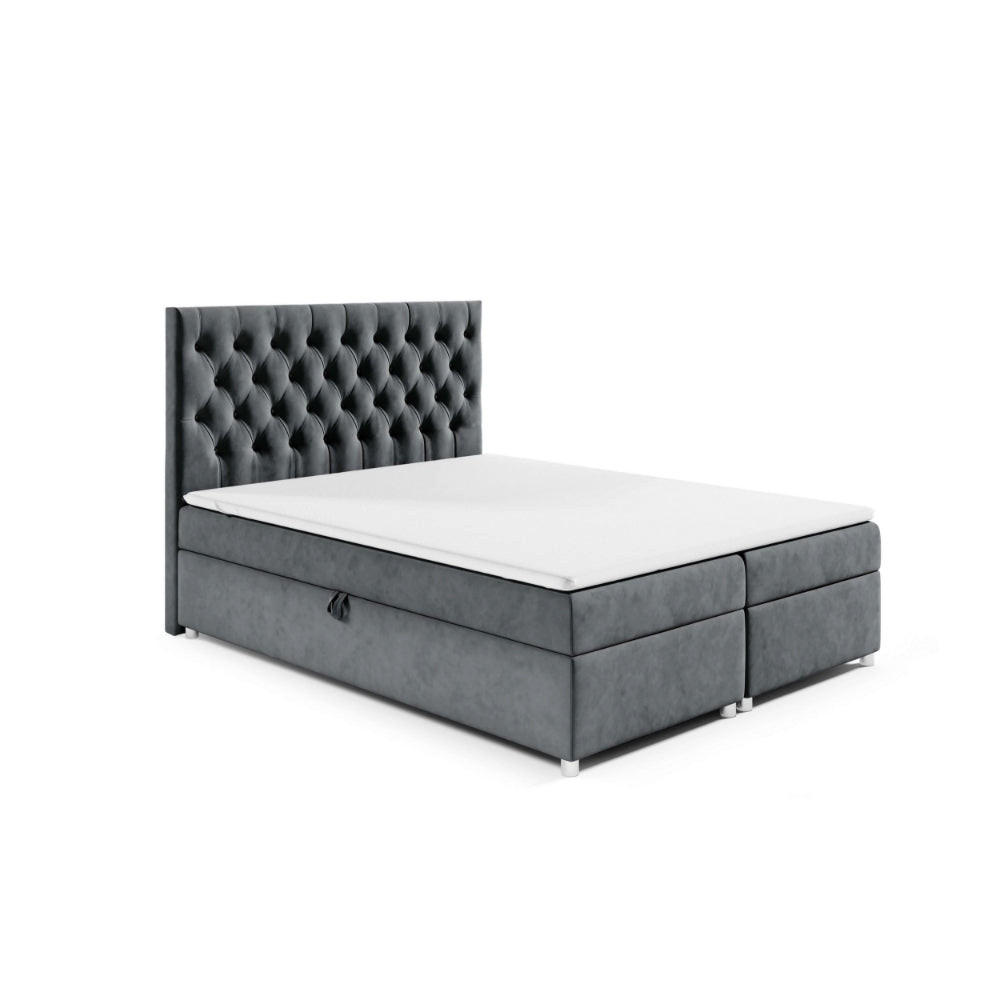 BOXBETT mit Bettkasten Trinity K-14 Bonellfederkern inkl. Topper - Graphitfarben, Holz/Holzwerkstoff (140/200cm) - Best For Home