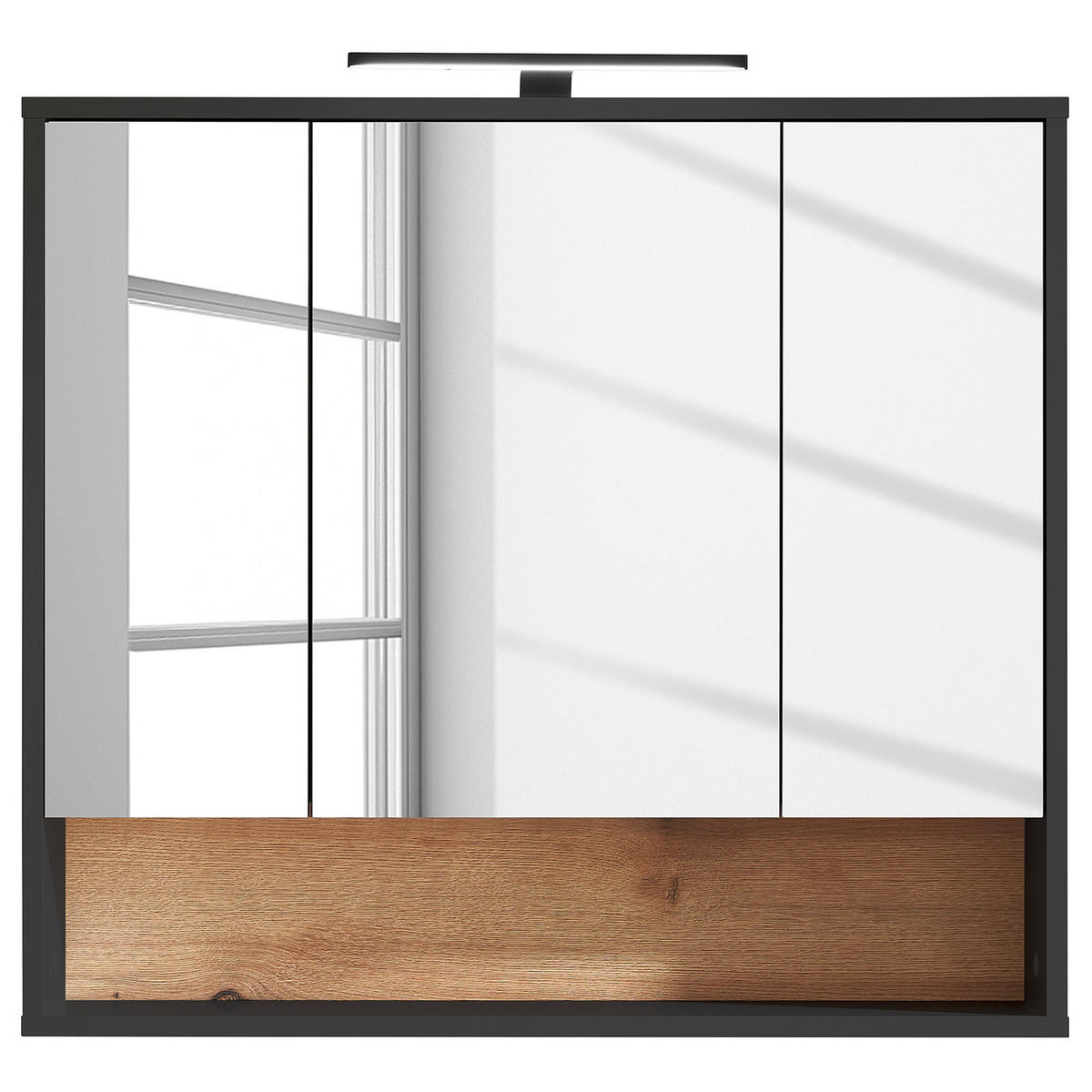 BELEUCHTETER SPIEGELSCHRANK - Anthrazit, Holzwerkstoff (80/72/21cm) - home24