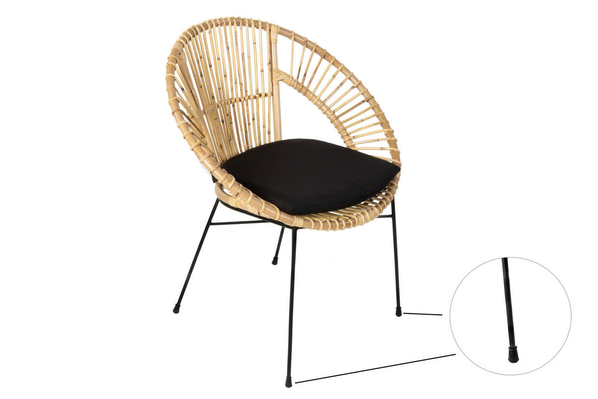 ESSZIMMERSTUHL naturfarben GENUA 42 cm - Beige/Schwarz, Naturmaterialien/Metall (42/88/45cm) - SAM